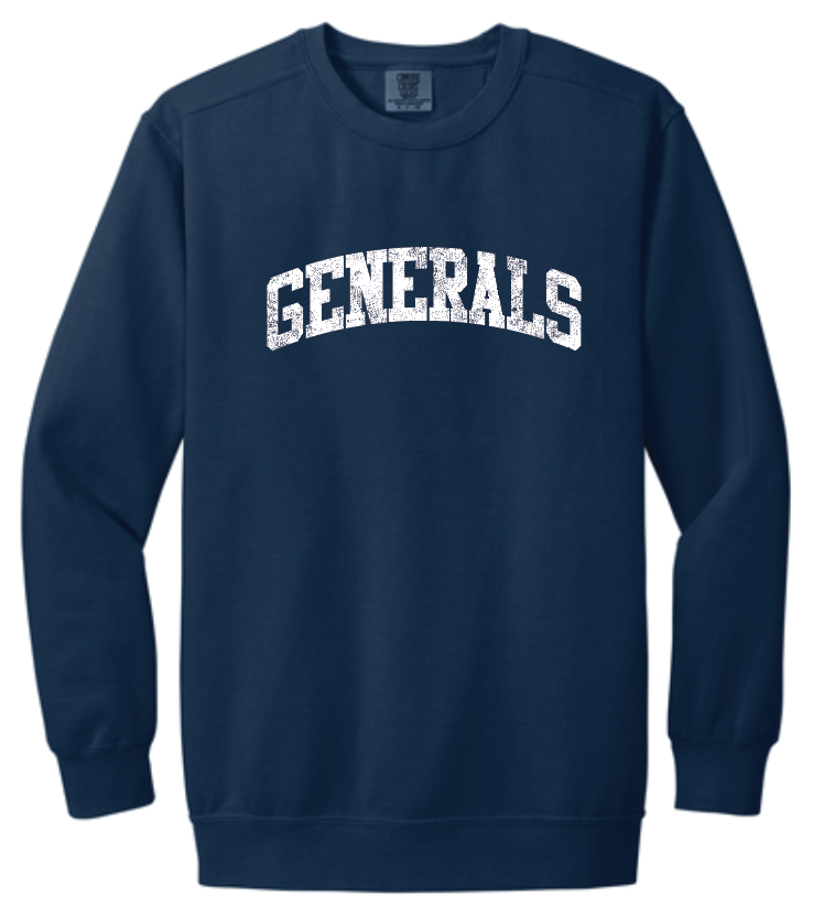 Generals Soccer Comfort Colors Crewneck Sweatshirt - Navy